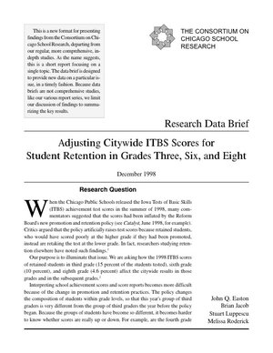 Adjusting Citywide ITBS Scores for Student Retention in Grades Three, Six, and Eight